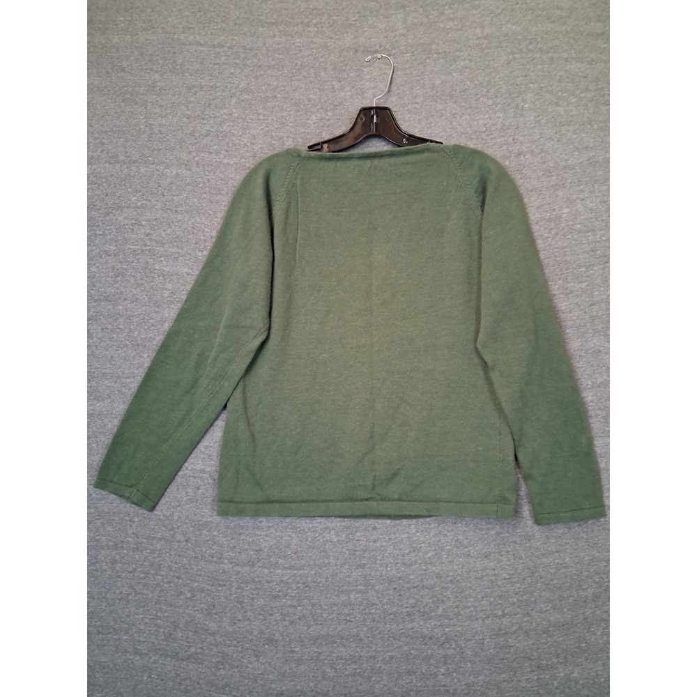 VTG Delores Bell Womens Sweater M Green Embroidered Floral Granny Cabin Cozy - Picture 9 of 10